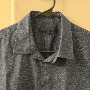 John Varvatos Navy and White Patterned Casual Shirt